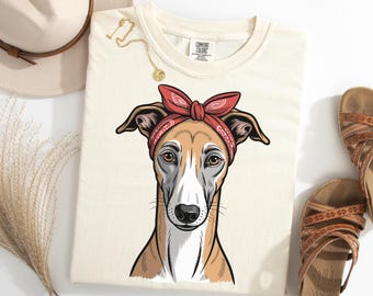 Whippet Bandana Shirt, Vintage Whippet Dog Mom Gift Idea