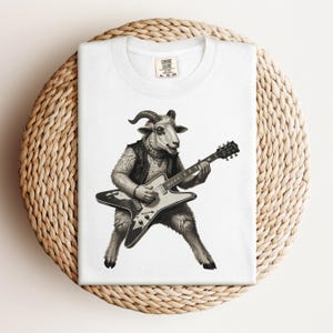 Sheep Playing Electric Guitar T-Shirt, Rock and Roll Animal Shirt, Musician Gift, Rock Music Tee, Funny Farm Animal Top, Comfort Colors®