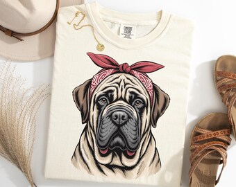 Mastiff Bandana Shirt, Vintage Mastiff Dog Mom Gift