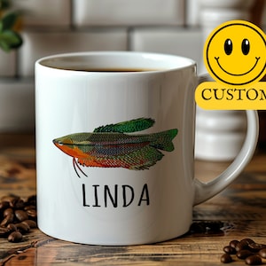 Personalized Fishkeeping Mug, Pearl Gourami Cup, Aquarist Gift, Tropical Fish Lover, Custom Aquarium Mug, Unique Fish Enthusiast Cup