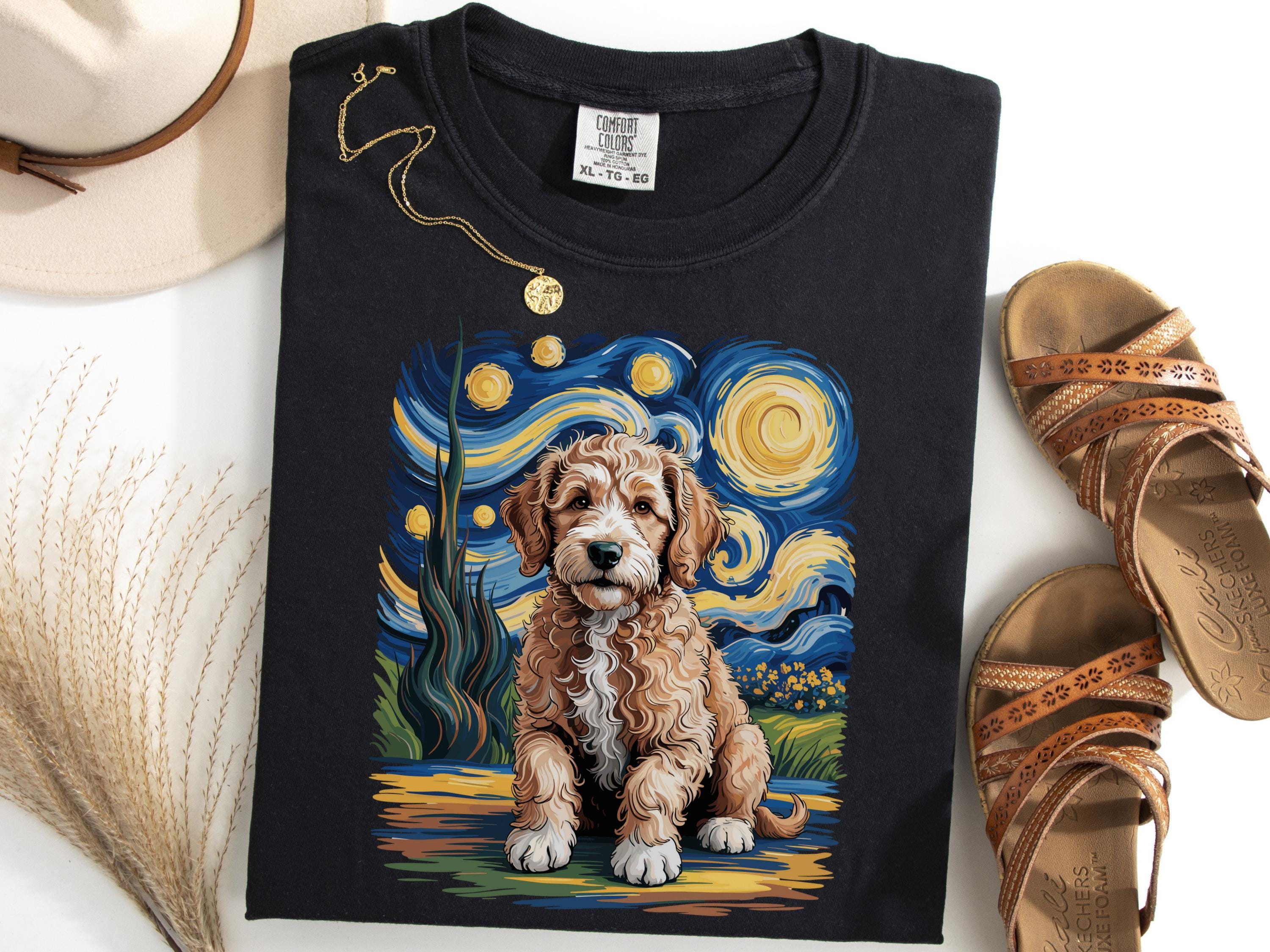 Goldendoodle Dog Shirt, Starry Night Dog Tee, Van Gogh Inspired