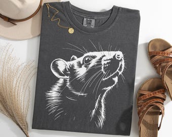 Camiseta con retrato de rata, linda camiseta para amantes de las ratas, camiseta para dueños de ratas, regalo para mamás y papás ratas, camiseta para animales pequeños