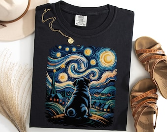 Van Gogh Pug T-Shirt, Starry Night Dog Tee, Funny Pug Lover Shirt, Artistic Pet Dog Gift, Unique Dog Homestead Tshirt