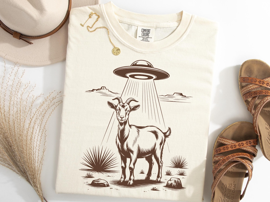 Goat Alien Abduction T-shirt, Funny UFO Farm Animal Tee, Space Goat ...