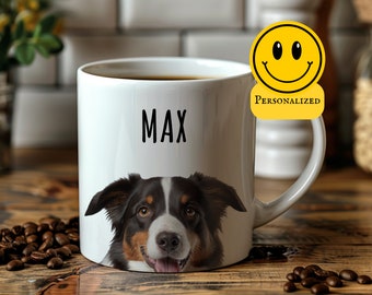 Custom Border Collie Mug, Custom Dog Mug, Dog Memorial Gift, Personalized Dog Mug, Dog Lover Coffee Cup, Dog Face Mug, Pet Portrait Mug