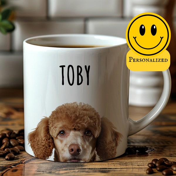 Custom Poodle Mug, Custom Dog Mug, Dog Memorial Gift, Personalized Dog Mug, Dog Lover Coffee Cup, Dog Face Mug, Pet Portrait Mug