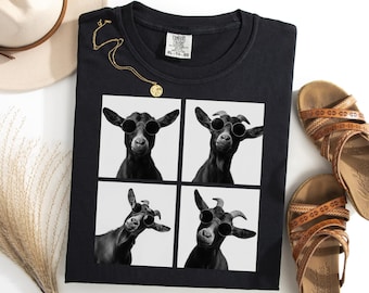 Camiseta de cabra para fotomatón, divertida camiseta de cabra para selfies, regalo para amantes de las cabras