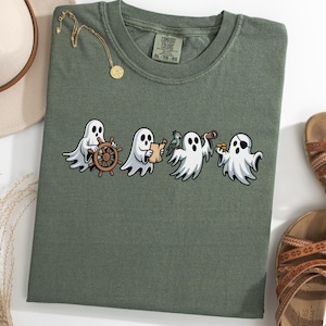 T-shirt de pirate fantôme, chemise de costume d'Halloween, t-shirts boo, conception de fantômes de pirate effrayants, carte au trésor, saison effrayante, cadeau pour amoureux des pirates
