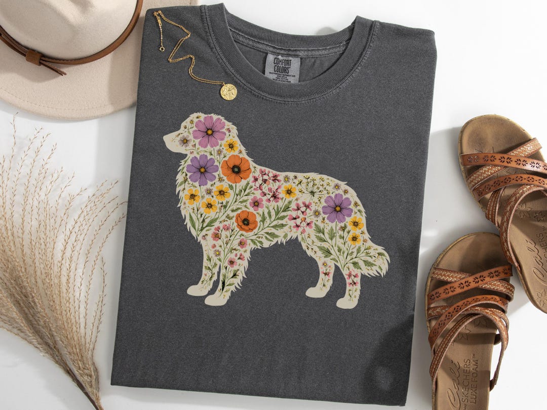 Australian Shepherd Boho Shirt, Floral Aussie Wildflowers Tee, Dog ...