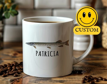 Personalized Fish Mug, Muskie Mug, Fishing Mug, Fish Coffee Mug, Fishing Gifts For Men, Fishing Gifts For Dad, Fishing Mug For Men