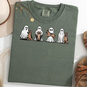 German Shepherd Ghost Halloween Shirt, Spooky Ghost Dog TShirt, Funny Halloween Tee for Dog Lovers, Fall Graphic Shirt