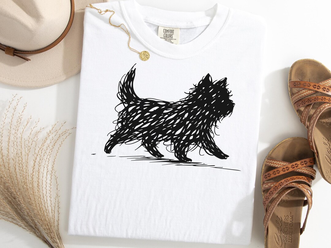 West Highland White Terrier Scribble Shirt, Minimalist Westie Line Art ...