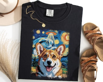 Pembroke Welsh Corgi Shirt, Alien Abduction Corgi Tee, UFO Starry Night Dog T-Shirt, Funny Corgi Lover Gift