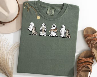 Halloween Husky Dog Ghost Shirt, Funny Siberian Husky TShirt, Dog Lover Tee, Ghost Dog Shirt for Women Men