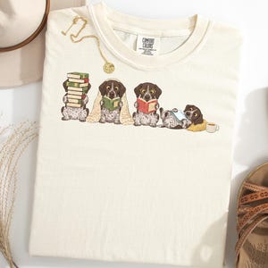 German Shorthaired Pointer Book Lover Reading T-Shirt, Bookish Reader Nerd Tee
