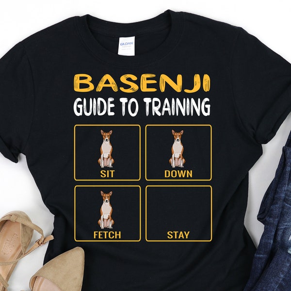 Drôle de guide d’obéissance Basenji, cadeau de dressage de chien, chemise de dresseur de chien, tee unisexe Gildan Softstyle