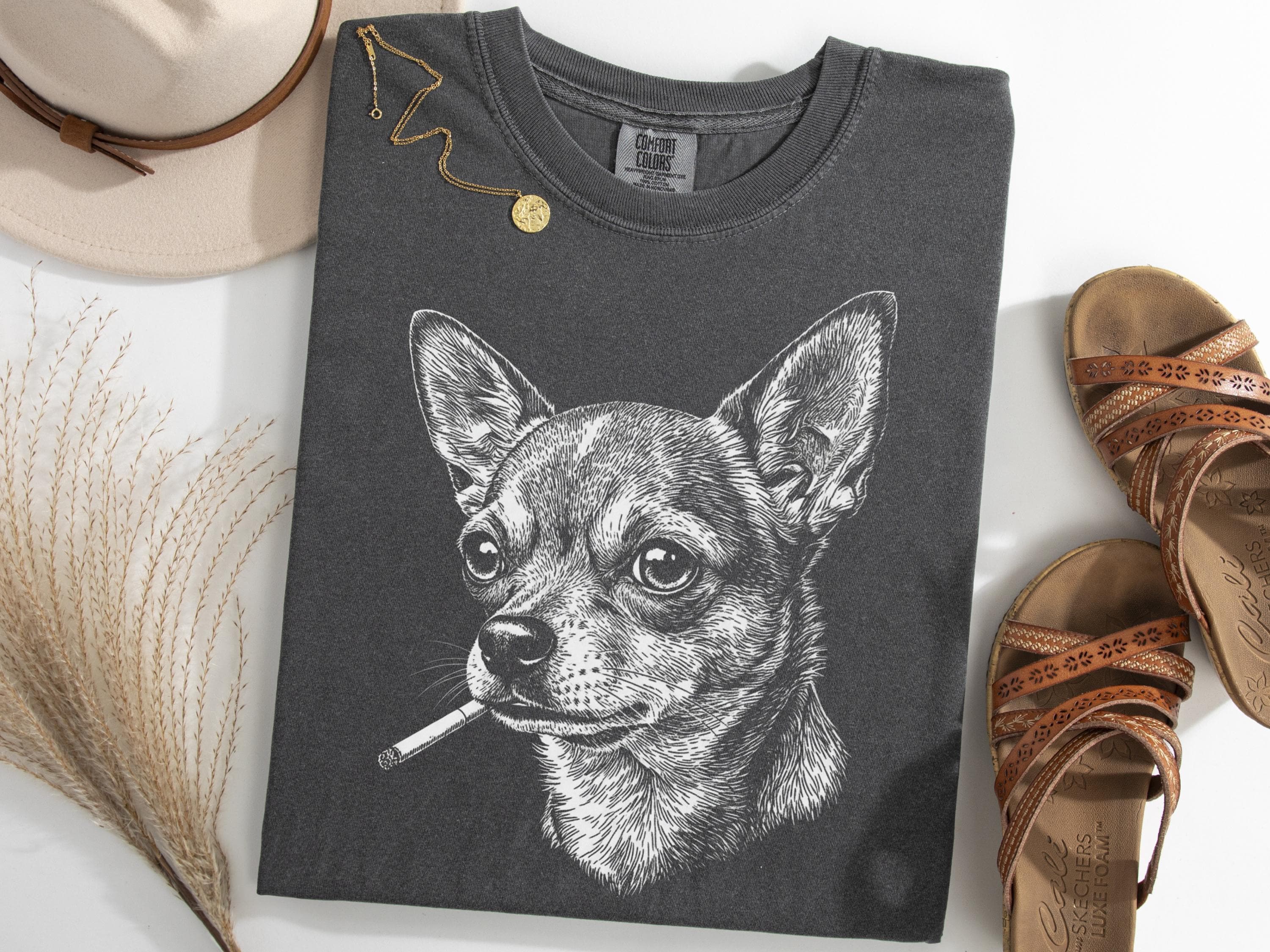 チワワの喫煙ミームTシャツ、ブレインロット・チワワ