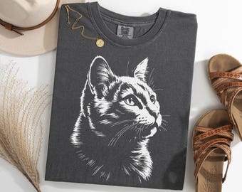 Shirt kattenportret, T-shirt schattige kattenliefhebber, grafisch T-shirt Kitty, shirt kat, cadeau voor kattenbezitters en kattenliefhebbers