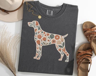 Floral German Shorthaired Pointer Shirt, Garden GSP Dog TShirt, Boho Dog Lover Tee, Nature Pointer Graphic Tee, GSP Gift Shirt