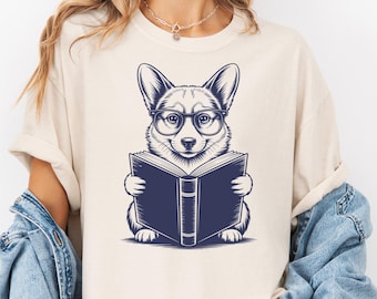 Corgi lezing hondenshirt, leesgrage hondenT-shirt voor lezers, grappig nerdy Corgi-T-shirt, introvert hondenshirt, Corgi minnaar cadeau Pembroke T-shirt