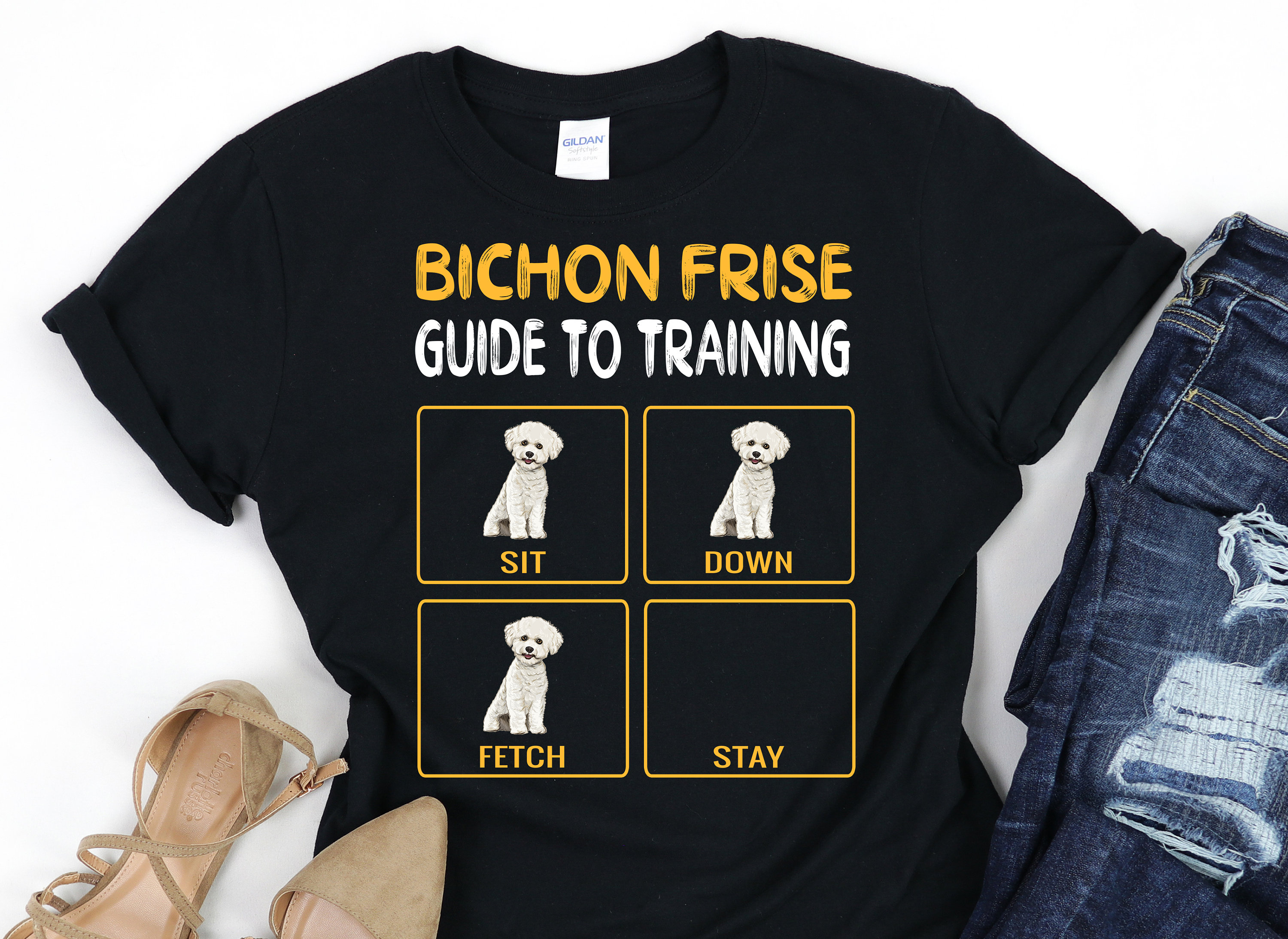 Womens Funny Bichons Frise Guide To Training Dog Obedience Trainer V-Neck T-Shirt