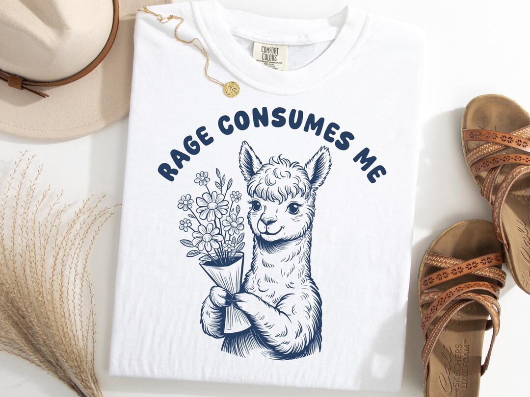 Rage Consumes Me Alpaca Shirt, Angry Cute Llama T-shirt, Dark Humor ...