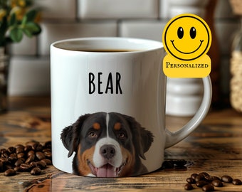 Custom Bernese Mountain Dog Mug, Custom Dog Mug, Dog Memorial Gift, Personalized Dog Mug, Dog Lover Coffee Cup, Dog Face Mug, Pet Portrait