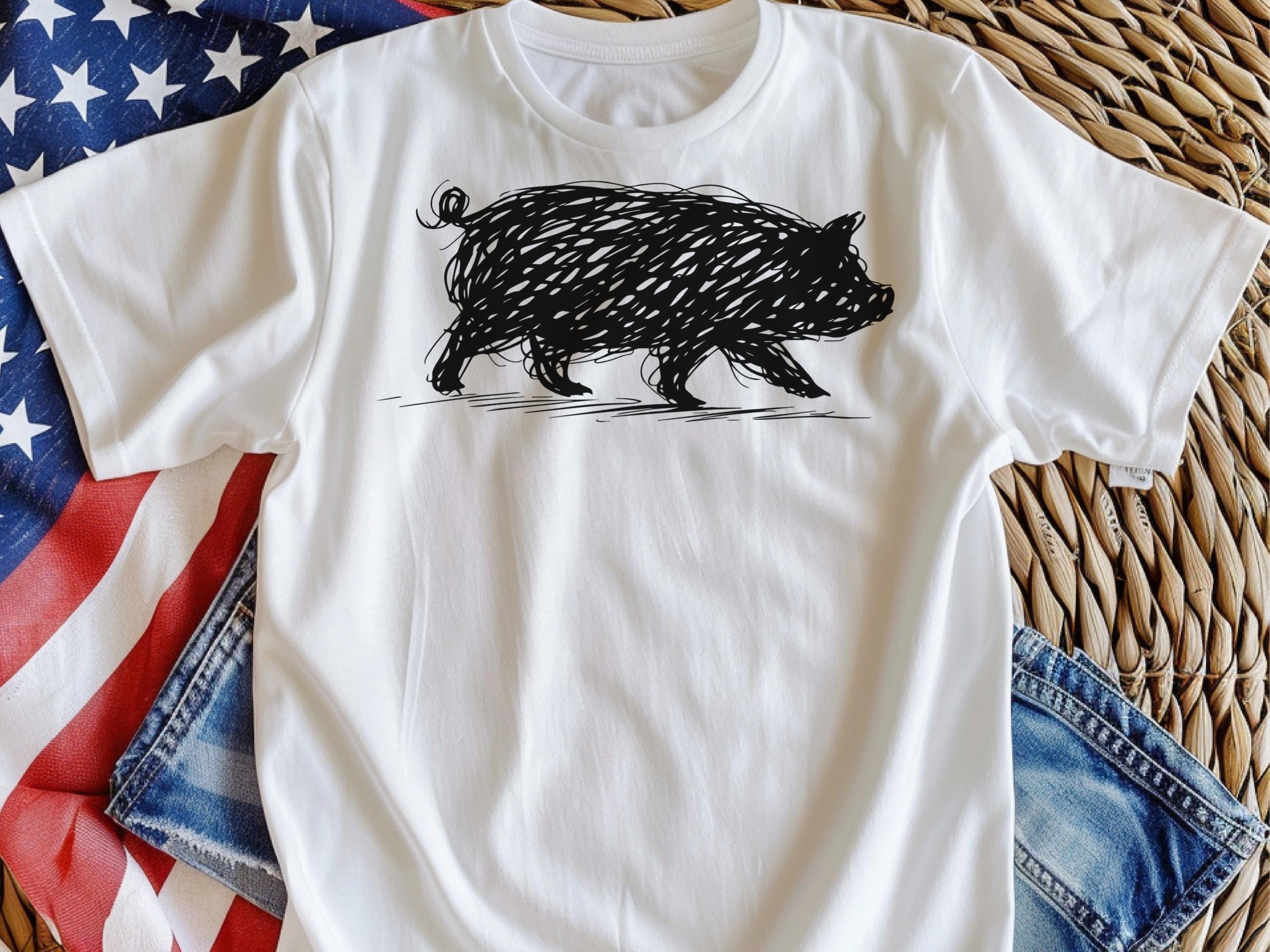 Pig Scribble Shirt, Minimalist Pig Line Art Tee, Pig Lover Gift - Etsy