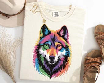 Colorful Wolf Portrait Shirt, Wolf Lover TShirt