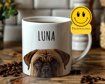 Custom Bullmastiff Mug, Custom Dog Mug, Dog Memorial Gift, Personalized Dog Mug, Dog Lover Coffee Cup, Dog Face Mug, Pet Portrait Mug