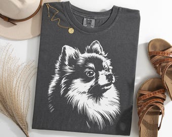 Shirt Pommeren hond portret, schattig shirt Pommeren minnaar, klein hondenras T-shirt, cadeau voor moeders en vaders Pommeren, Pommeren T-shirt