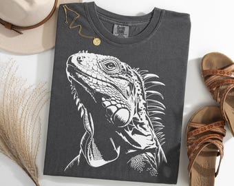 3枚のサイイグアナのレトログラフィックTシャツ、面白いトカゲの月T