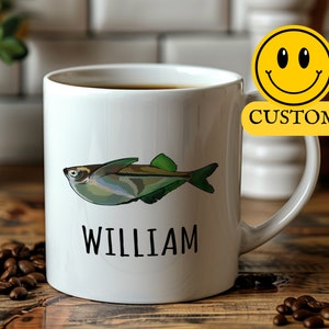 Personalized Fishkeeping Mug, Hatchetfish Cup, Aquarist Gift, Tropical Fish Lover, Custom Aquarium Mug, Unique Fish Tank Enthusiast Cup