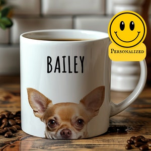 Custom Chihuahua Mug, Custom Dog Mug, Dog Memorial Gift, Personalized Dog Mug, Dog Lover Coffee Cup, Dog Face Mug, Pet Portrait Mug