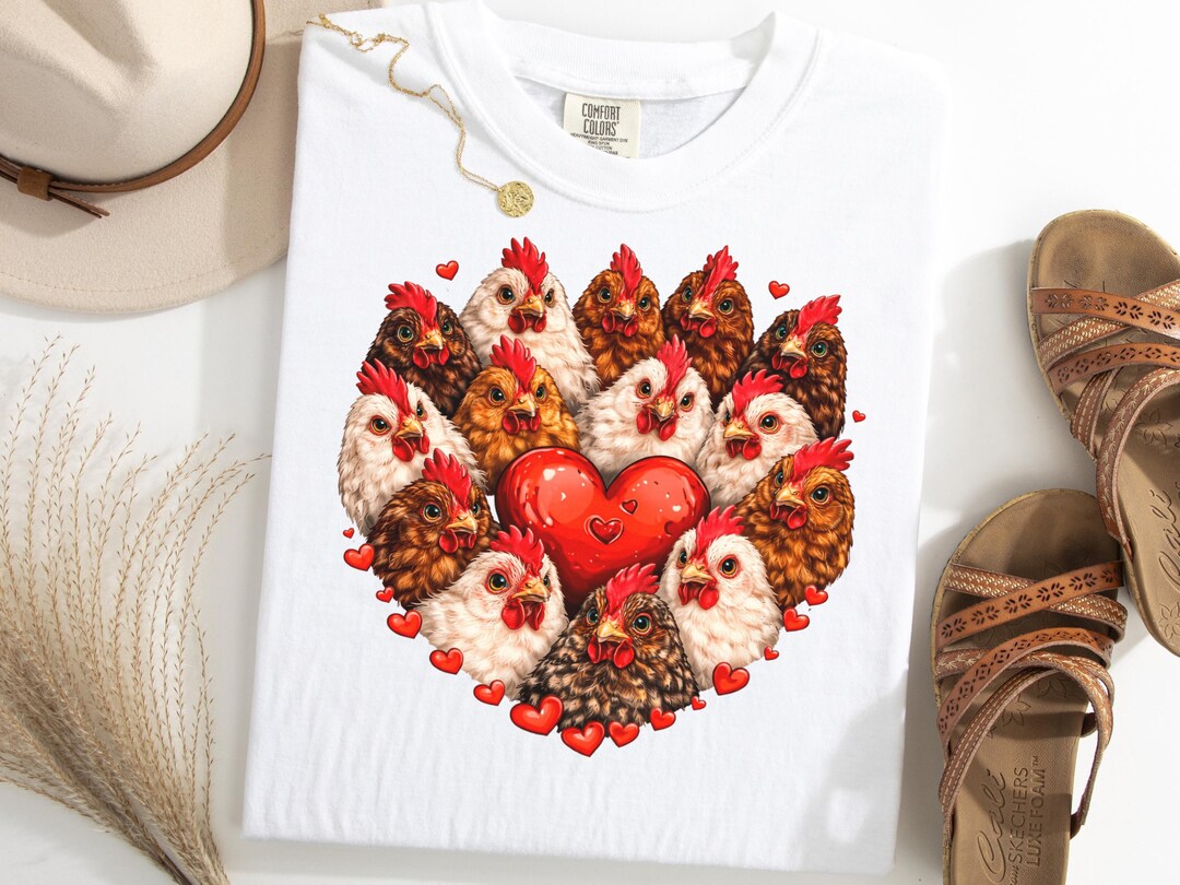 Chicken Heart Shirt, Cute Chicken Valentines Day Tee, Bird Lover