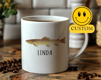 Personalized Fish Mug, Brown Trout Mug, Fishing Mug, Fish Coffee Mug, Fishing Gifts For Men, Fishing Gifts For Dad, Fishing Mug For Men