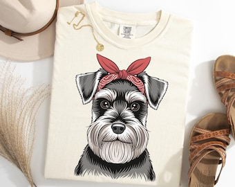 Miniature Schnauzer Bandana Shirt, Vintage Mini Schnauzer Dog Mom Gift