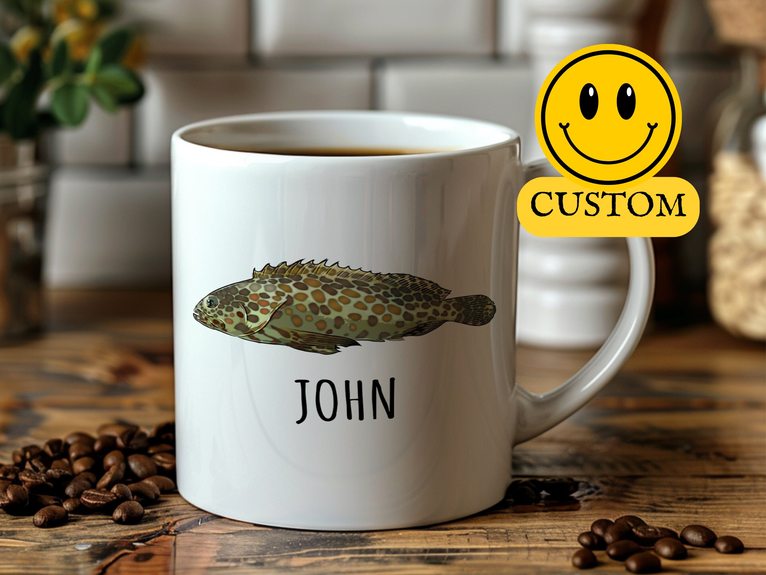 Personalized Fish Mug, Grouper Fishing Mug, Fish Coffee Mug, Custom ...