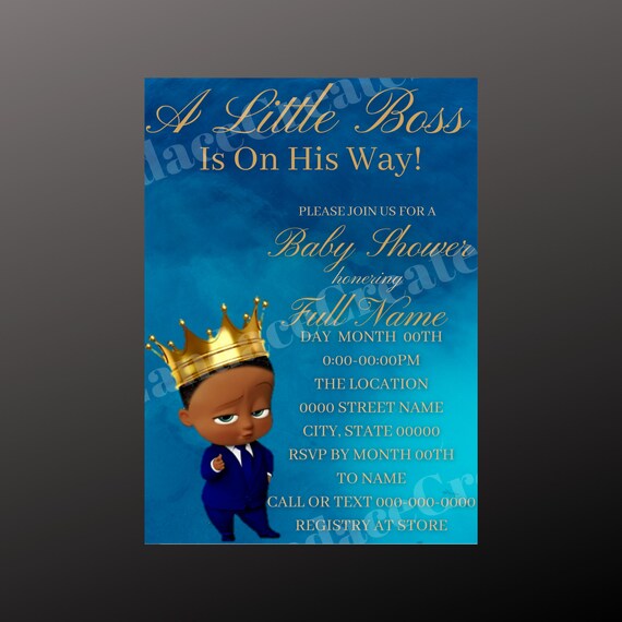 Printable Boss Baby Invitation Baby Shower Gender Reveal Etsy