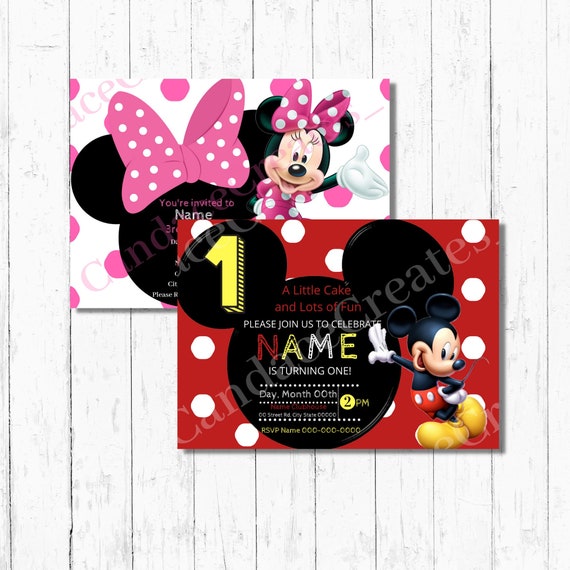 Printable Mickey and Minnie Invitations Kids Birthday | Etsy