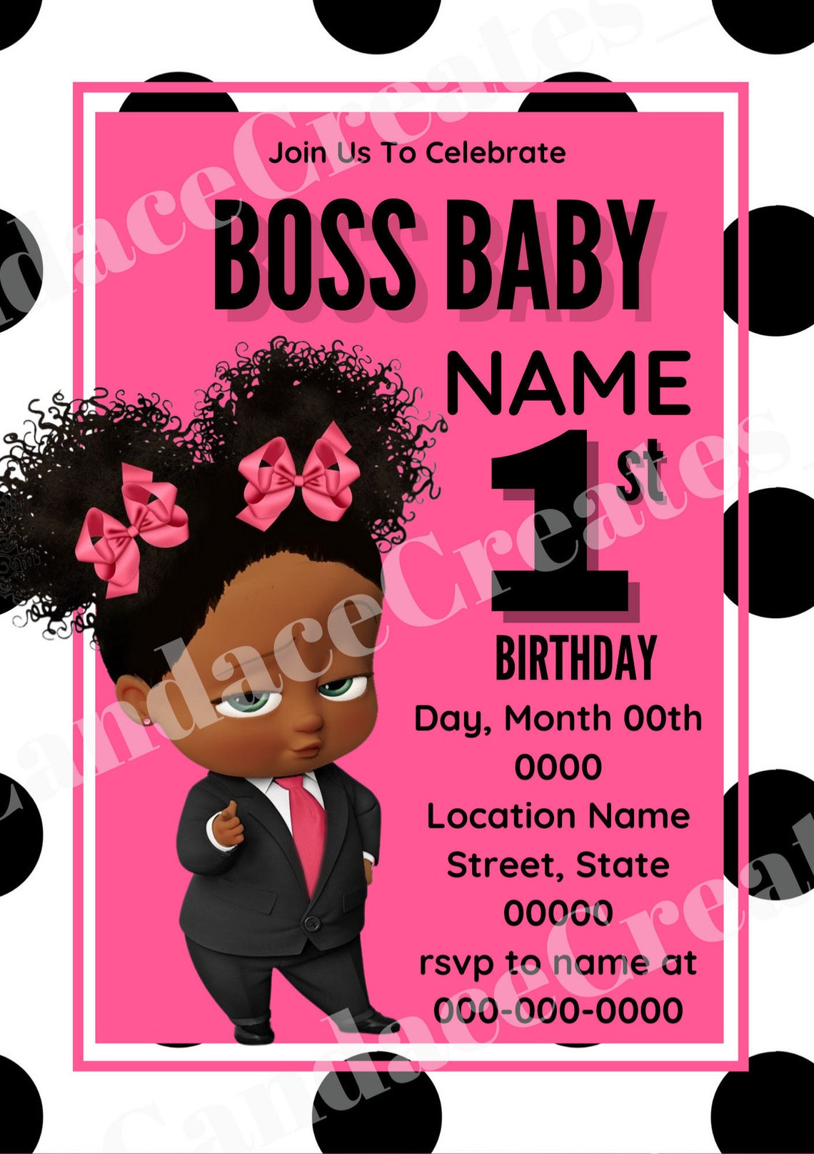 Printable Girl Boss Baby Shower Invitation Pink Baby Shower Etsy