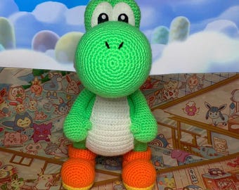 Crocheted Yoshi Amigurumi: Super Mario Inspired Fan Art