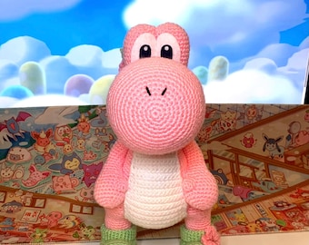 Crocheted Sakura Yoshi Amigurumi: Super Mario Inspired Fan Art