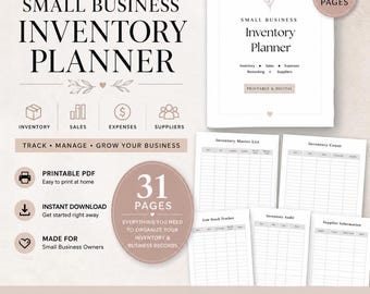 Small Business Inventory Planner | Printable Sales, Stock & Supplier Tracker