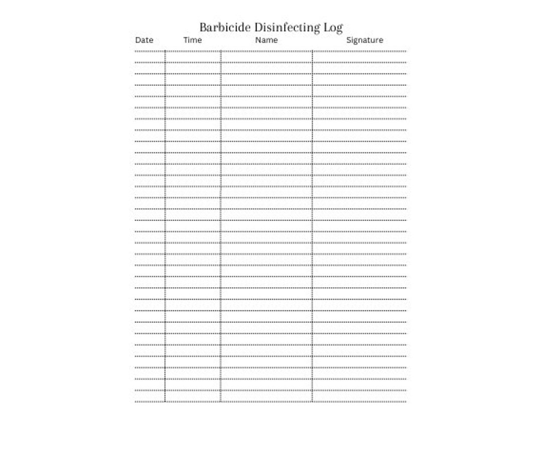 Barbicide Disinfecting Log - Etsy