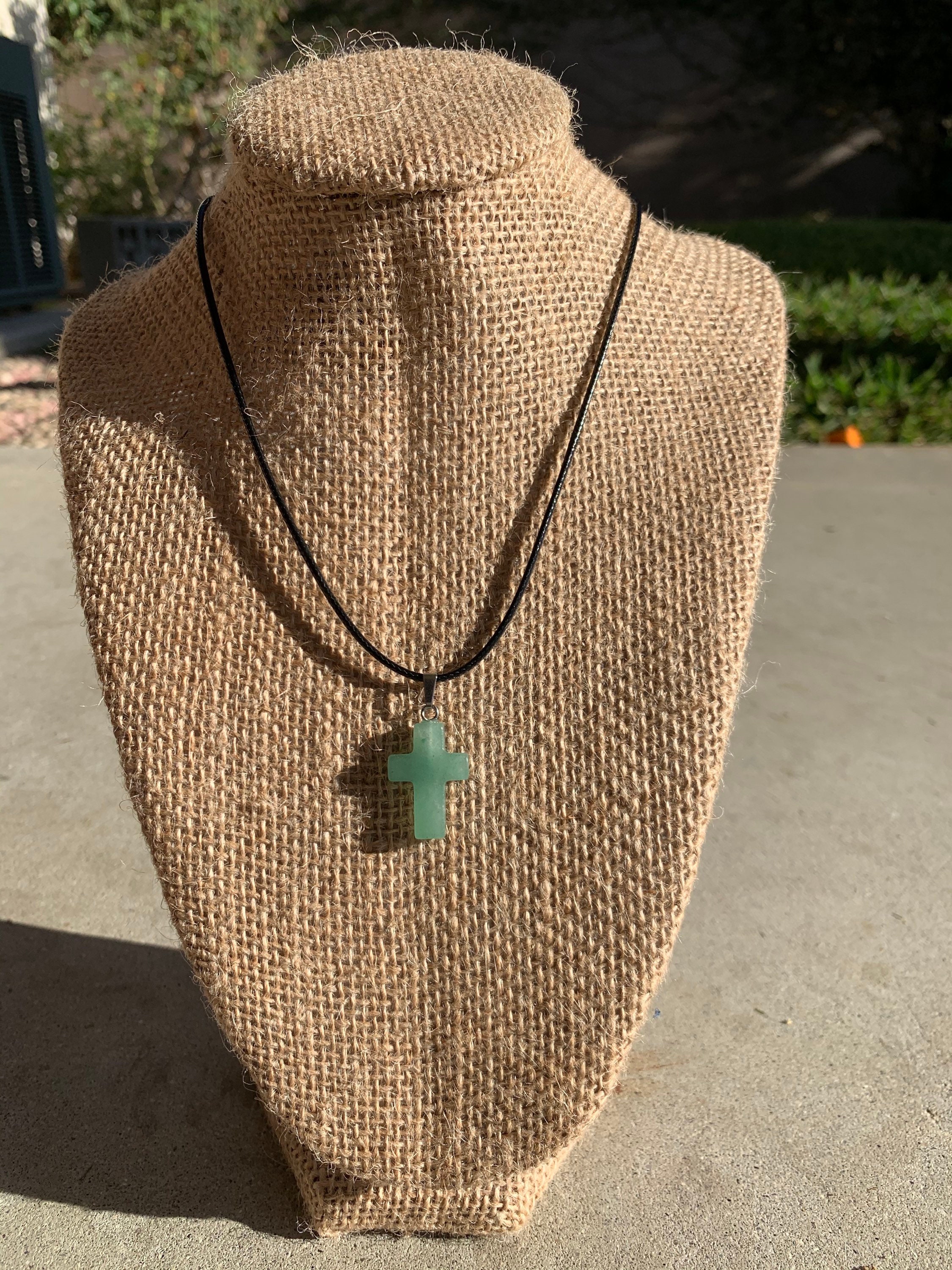 Jade gemstone cross necklace Etsy