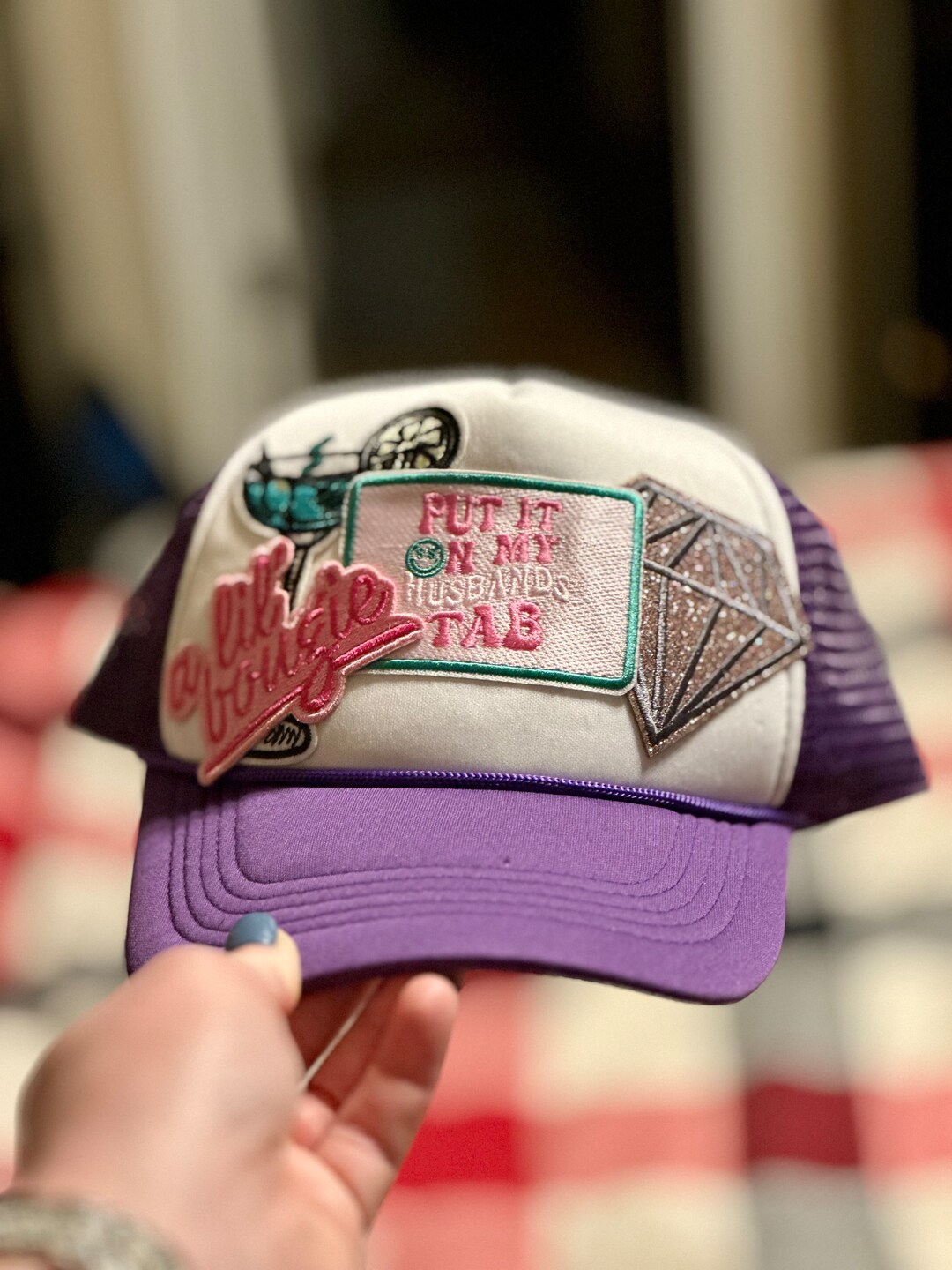 Put It on My Husbands Tab Purple Trucker Hat - Etsy
