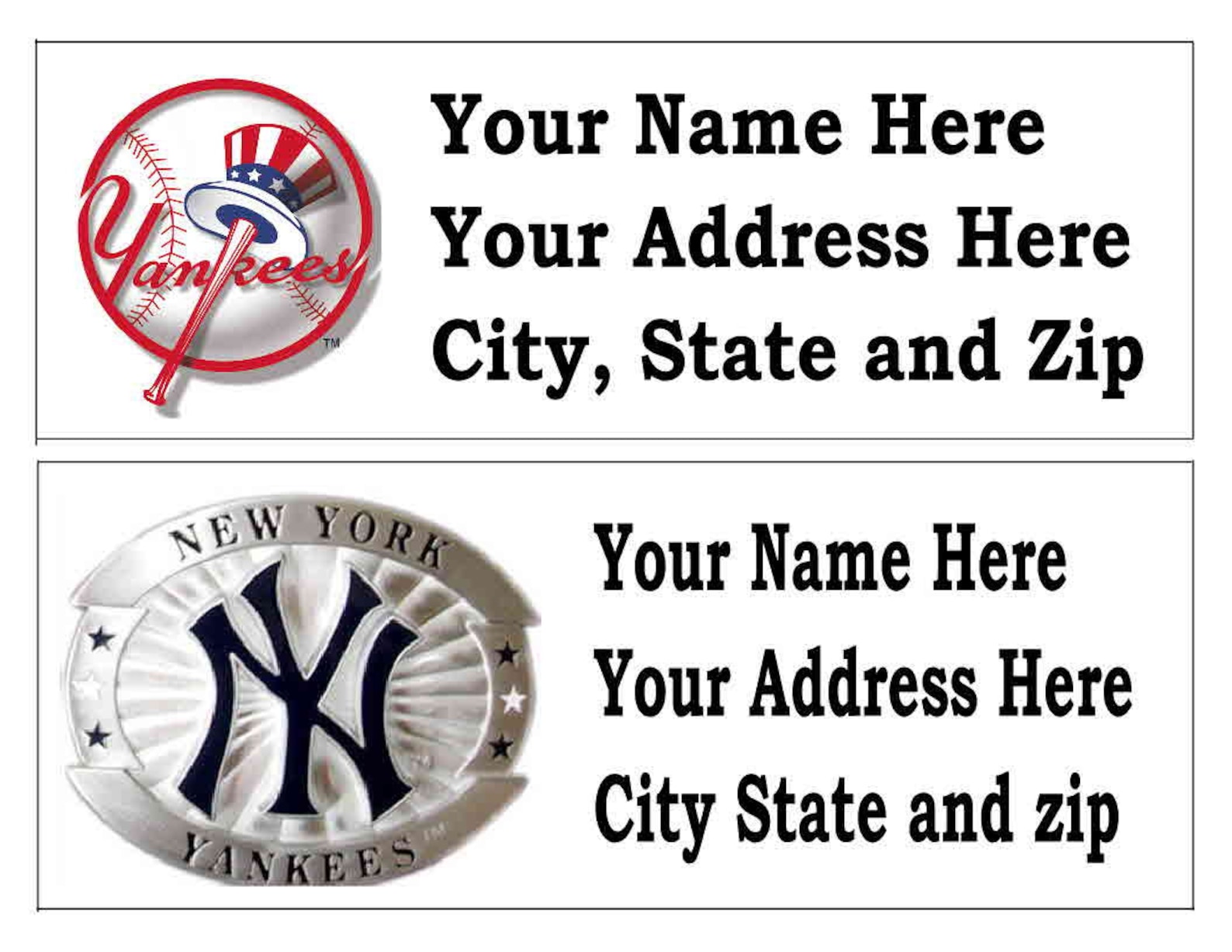 60 MLB New York YANKEES Return Address Labels Many Choices Etsy