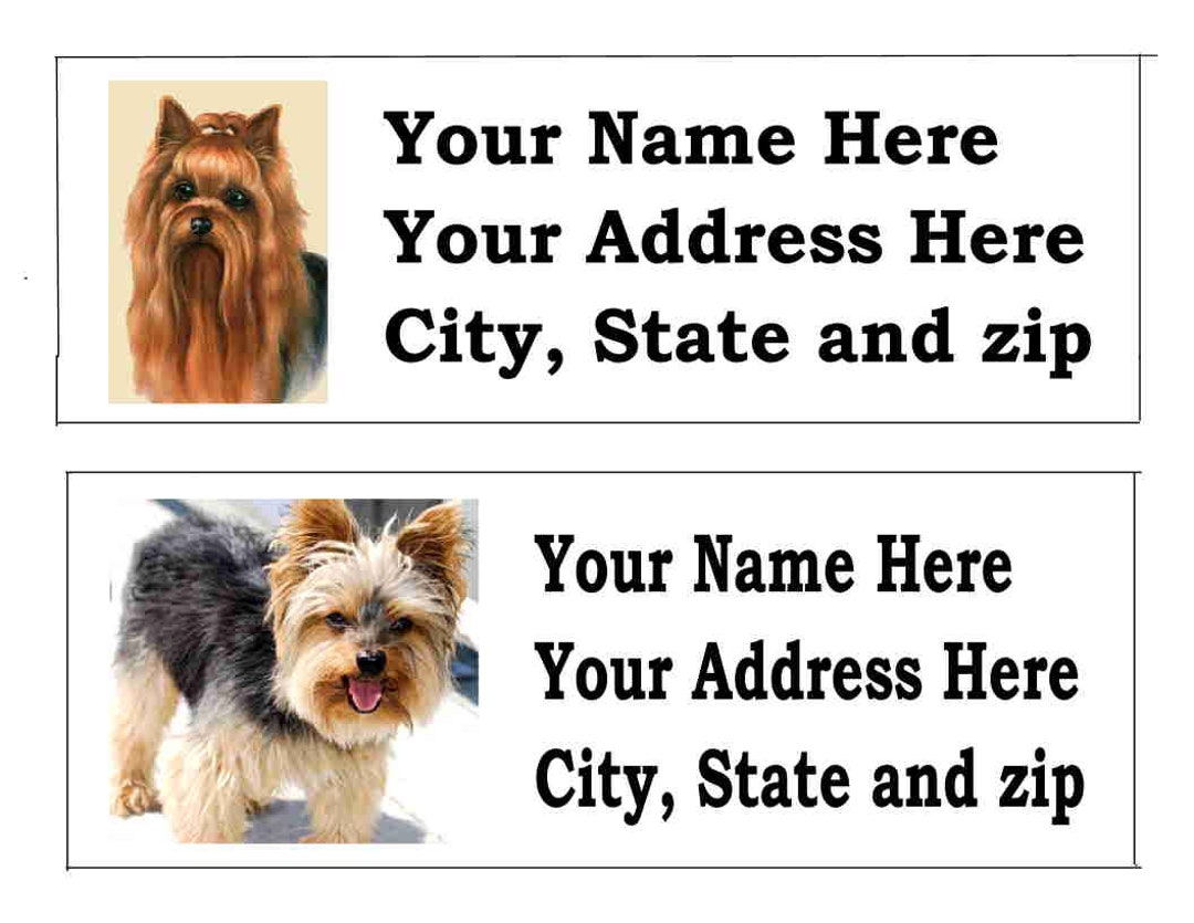 120 YORKIE Return Address Labels....many Choices....free SHIPPING Etsy