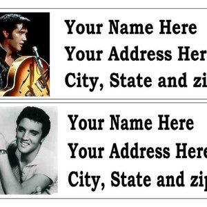 60 ELVIS PRESLEY Return Address Labels.... Many Choices...FREE Shipping